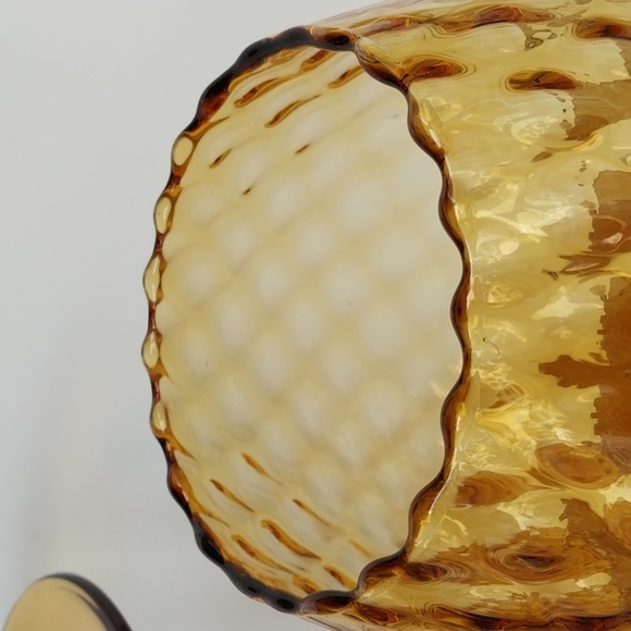 Pair Empoli Italy Amber Diamond Optic Brandy Snifters - Picture 10 of 15